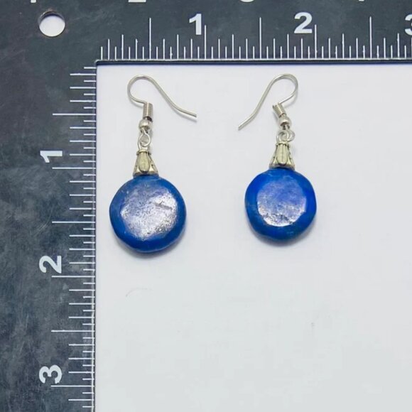 Lapis Earrings, Handmade Light Weight Dangle Earrings, Lapis Lazuli Earrings - Picture 7 of 9